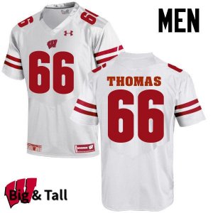 Men's Wisconsin Badgers NCAA #66 Kelly Thomas White Authentic Under Armour Big & Tall Stitched College Football Jersey FT31V30SU